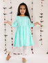 Girl's Green Pure Cotton Chikankari Kurta With Leggings